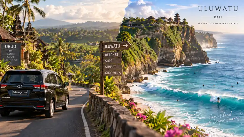 Uluwatu cliffs, beach and private transfer destination in Bali